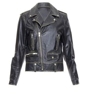 Pre Loved saint laurent Men black | black Leather Jackets